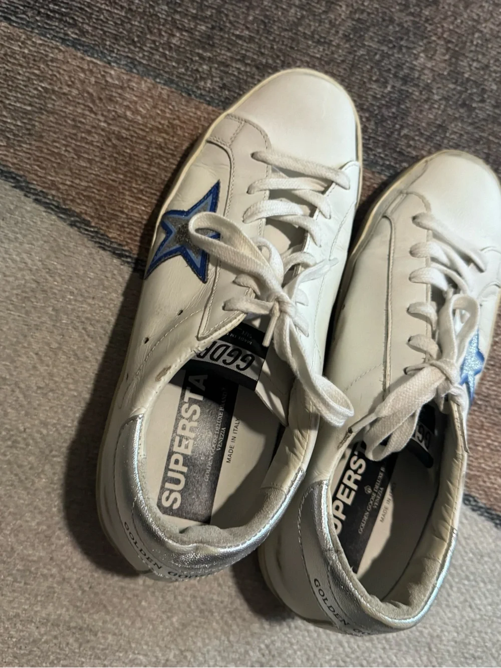 Golden Goose Superstar Distressed Glittered Leather Sneakers 39 - Picture 4 of 5